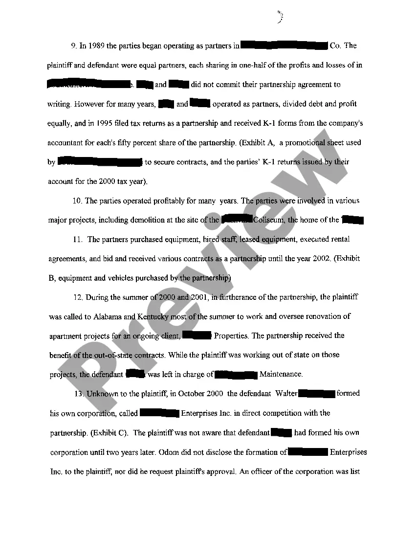 Preview A01 Complaint seeking Dissolution and Split of Assets