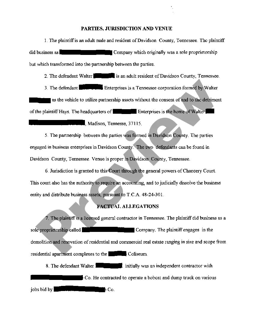 Preview A01 Complaint seeking Dissolution and Split of Assets