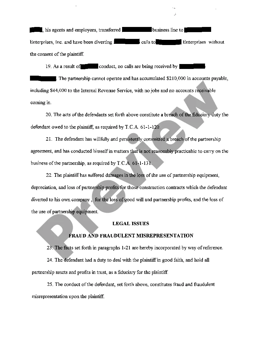 Preview A01 Complaint seeking Dissolution and Split of Assets