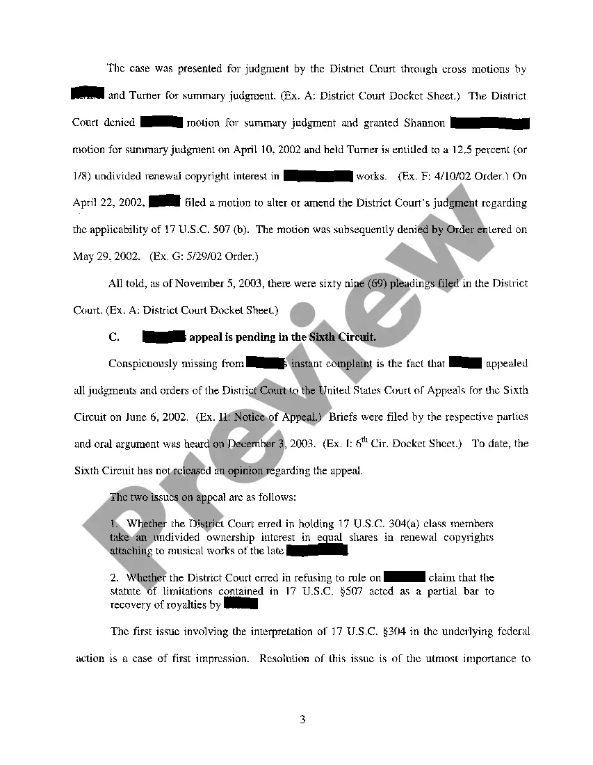 Preview A04 Memorandum In Support of Motion For Stay of Proceedings