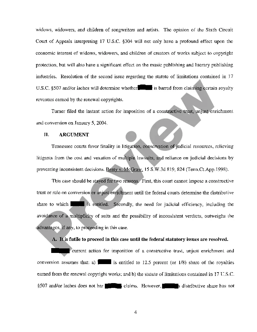 Preview A04 Memorandum In Support of Motion For Stay of Proceedings