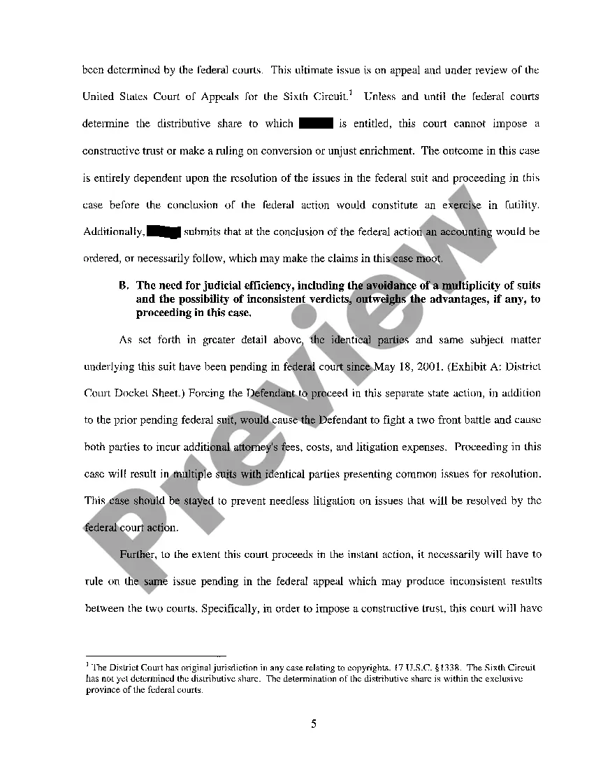 Preview A04 Memorandum In Support of Motion For Stay of Proceedings