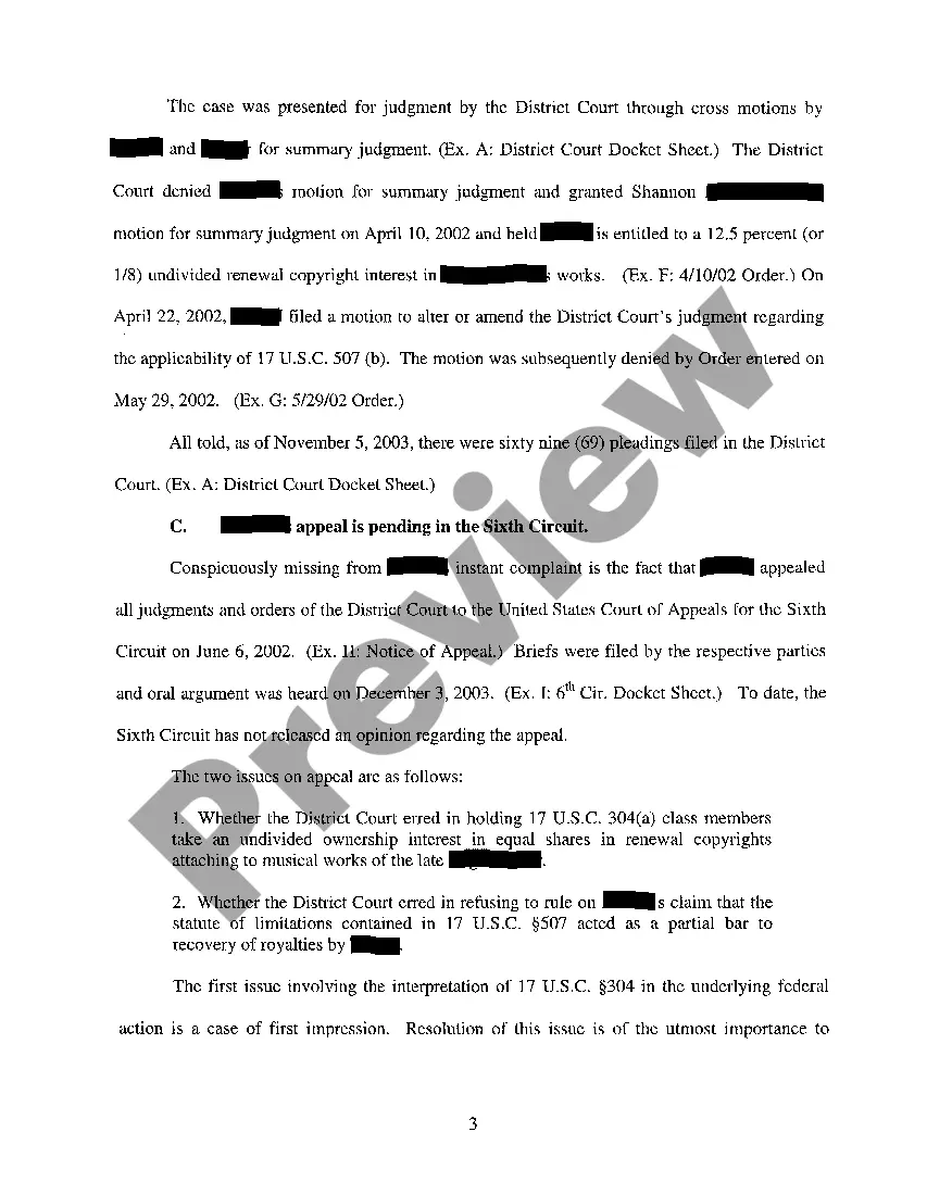 Preview A04 Memorandum In Support of Motion For Stay of Proceedings