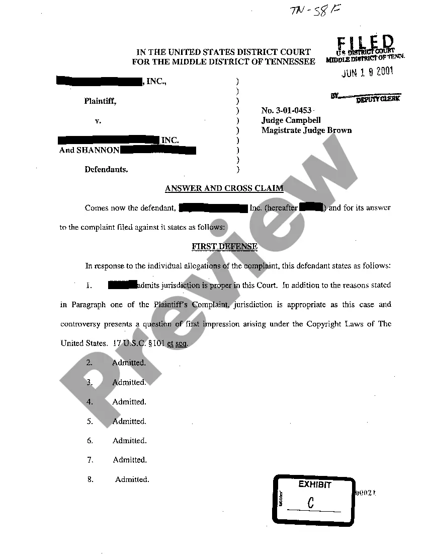 Preview A07 Answer And Cross Claim to Complaint to Collect Royalties Under Copyright