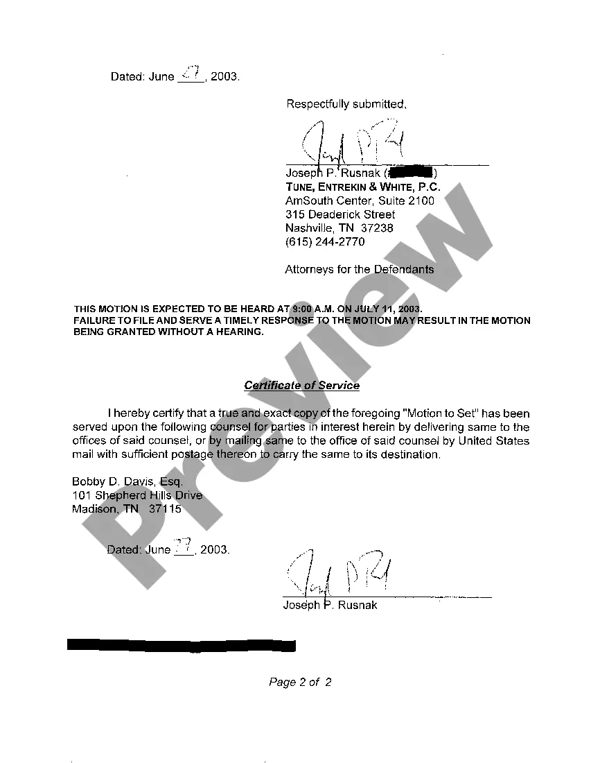 Preview A03 Motion To Set date for hearing