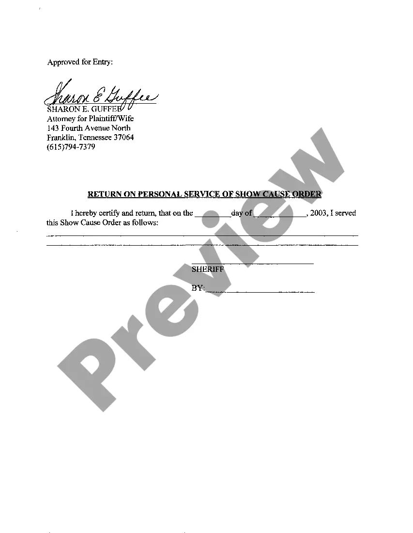 Get A02 Show Cause Order Why Plaintiff Should not be Allowed to have Peaceful Possession of Marital Residence Preview A02 Show Cause Order Why Plaintiff Should not be Allowed to have Peaceful Possession of Marital Residence