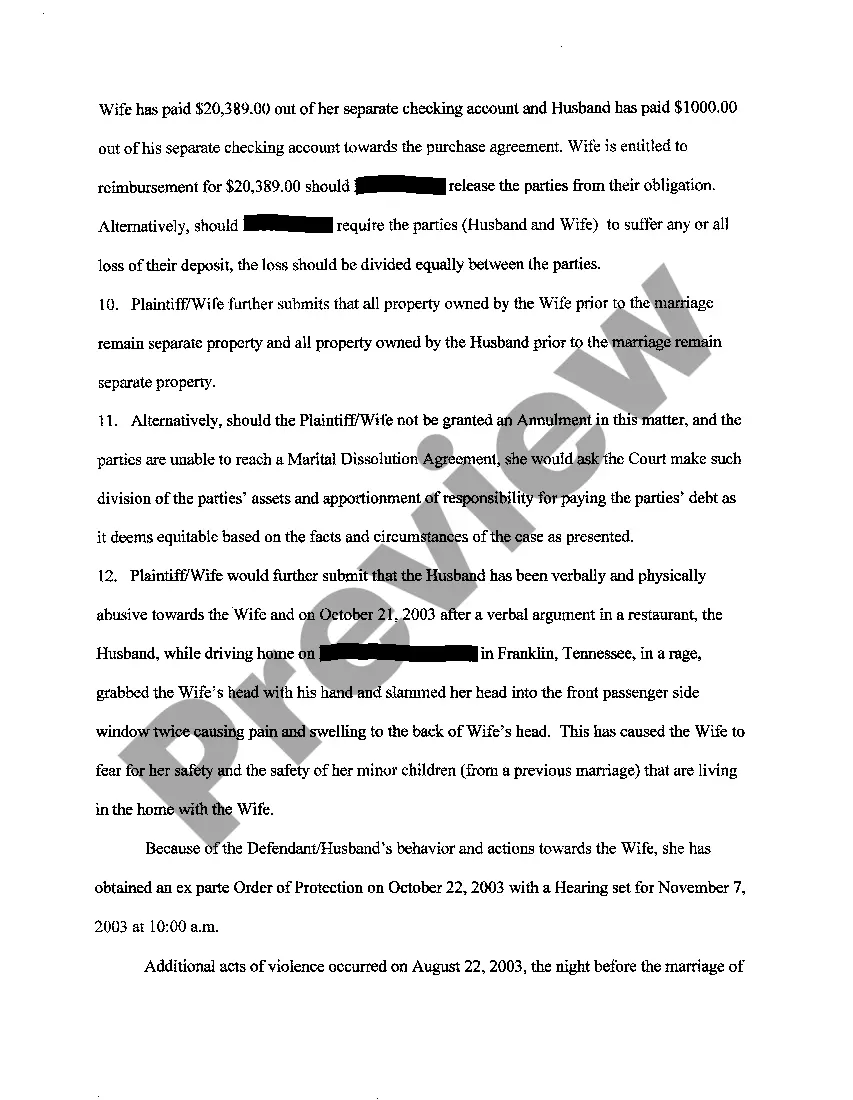 Preview A01 Complaint For Annulment Or Divorce based upon Grounds of Inappropriate Marital Conduct