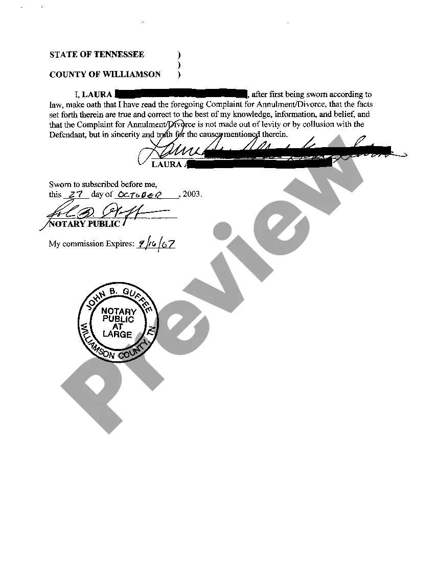 Preview A01 Complaint For Annulment Or Divorce based upon Grounds of Inappropriate Marital Conduct