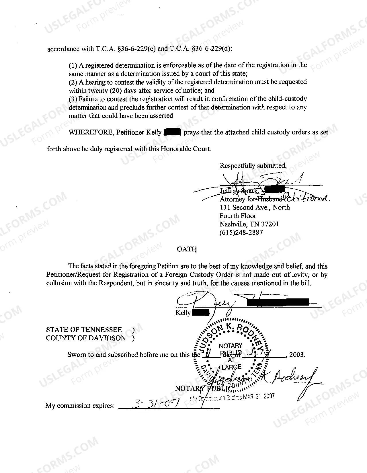 Preview A01 Petition To Register Foreign Custody Order