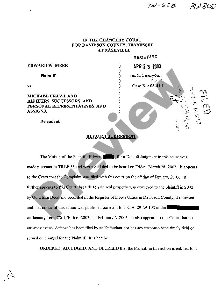 Preview A03 Default Judgment