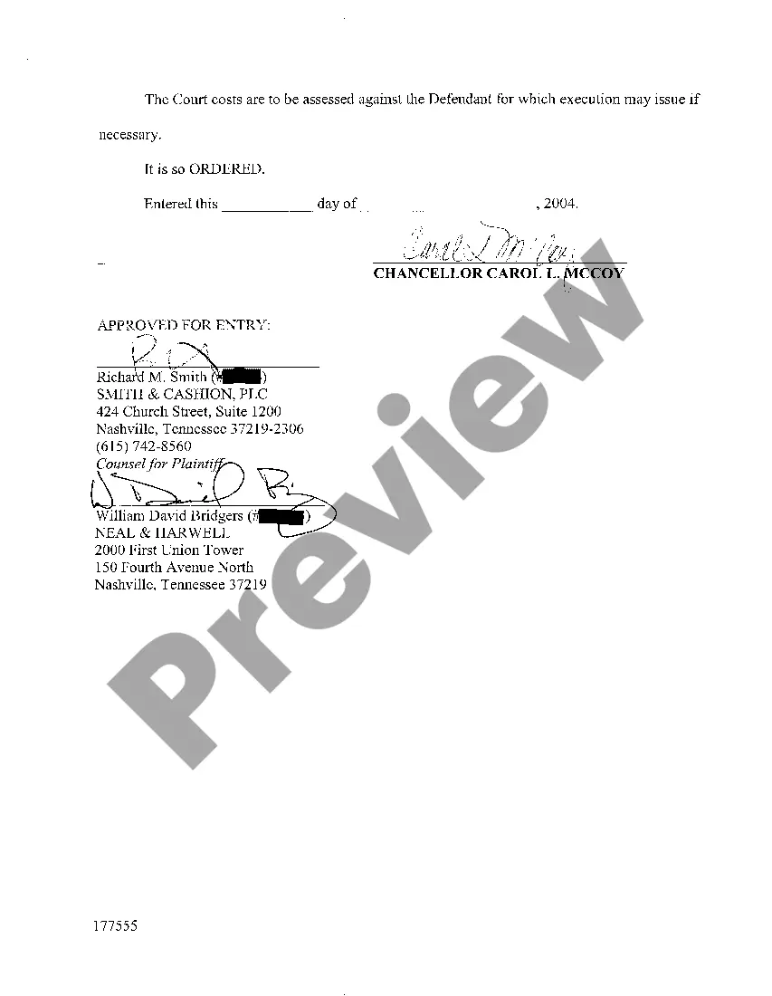 Preview A05 Agreed Order of Judgment