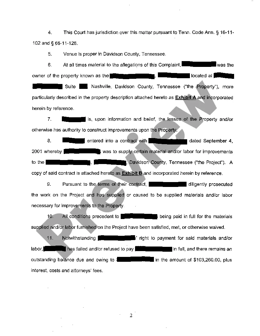 Preview A01 Verified Complaint to enforce mechanic's lien