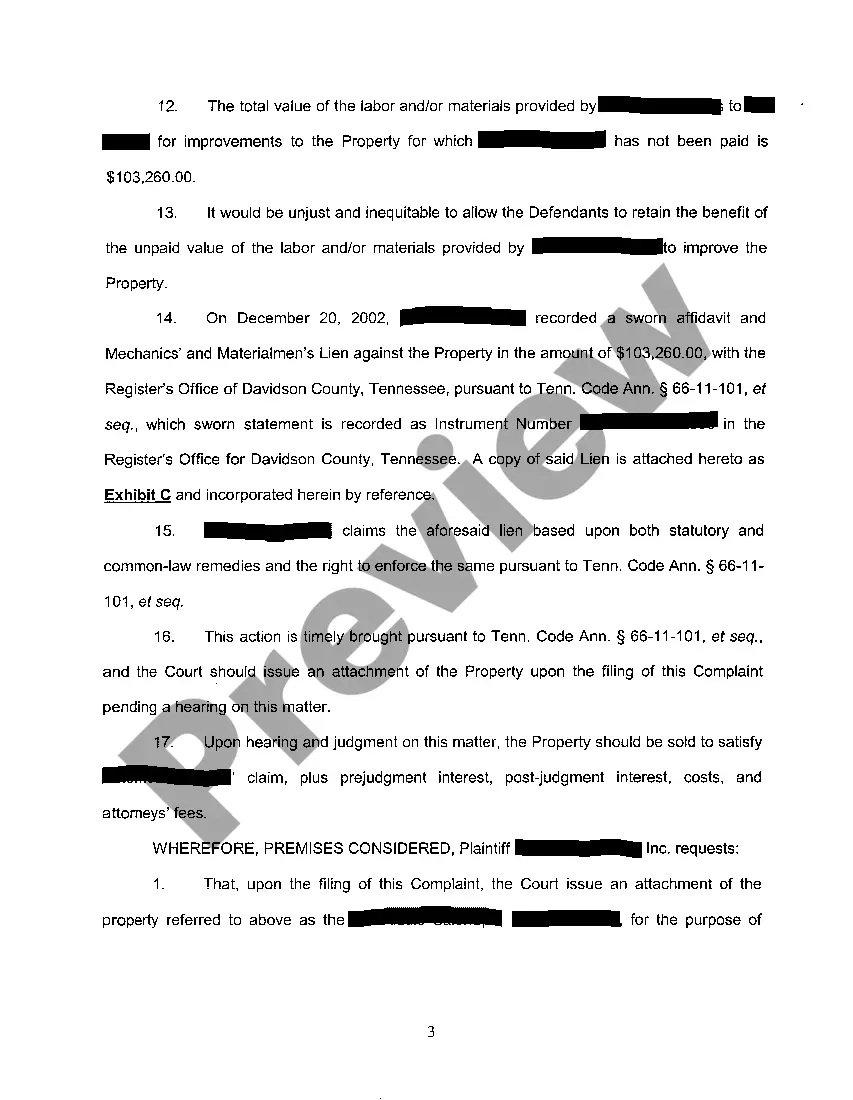 Preview A01 Verified Complaint to enforce mechanic's lien