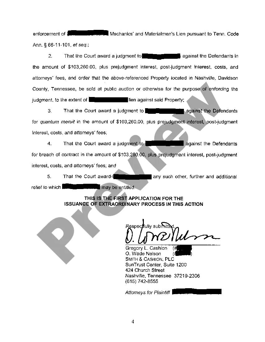 Preview A01 Verified Complaint to enforce mechanic's lien