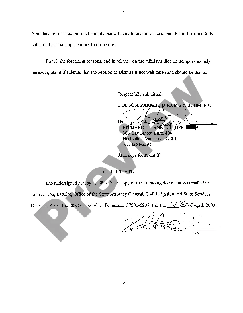 Preview A03 Response of Plaintiff To Motion To Dismiss