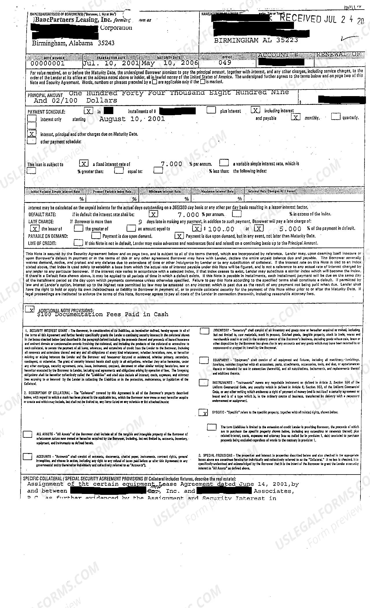 Preview A02 Equipment Lease Agreement
