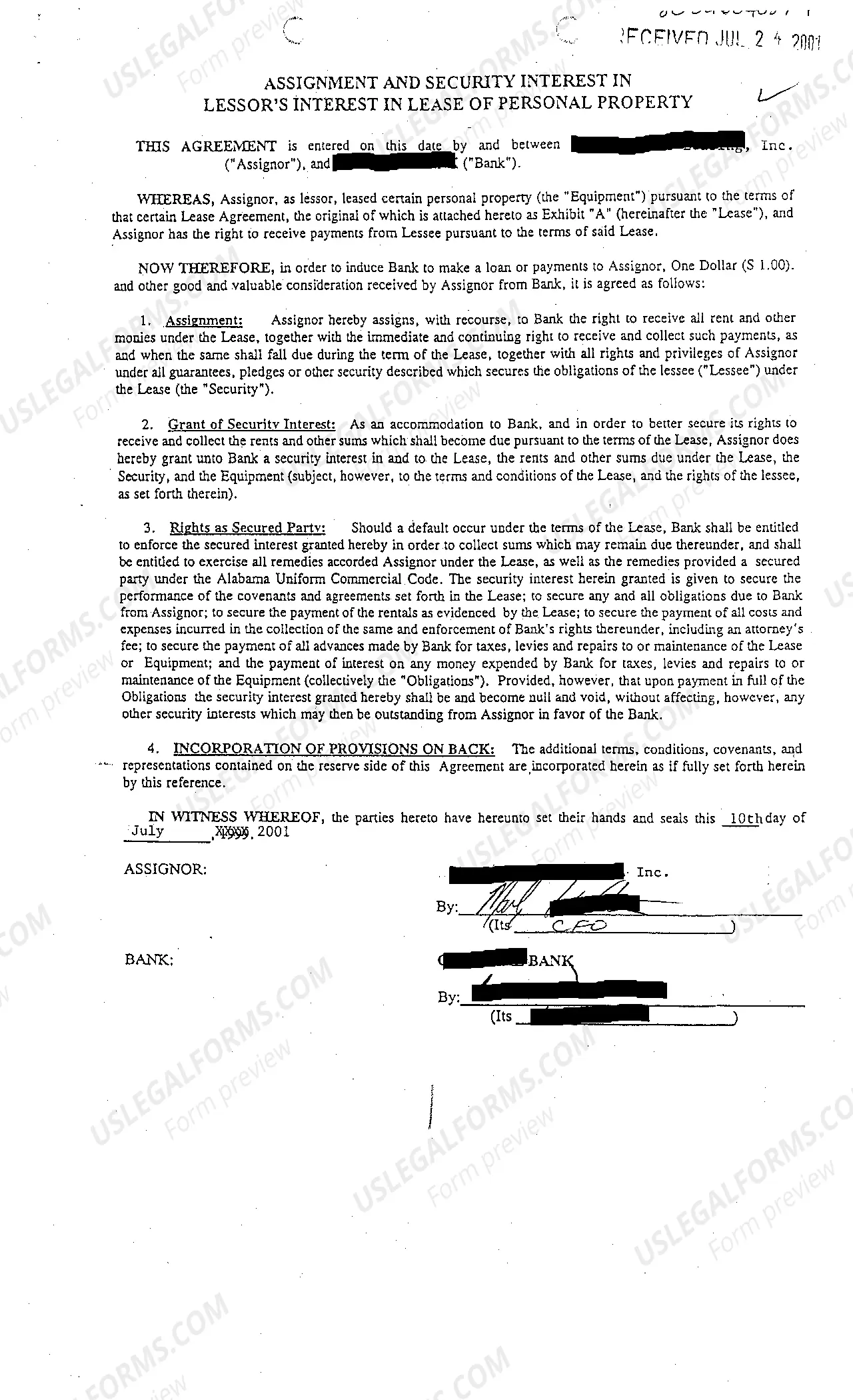 Preview A02 Equipment Lease Agreement
