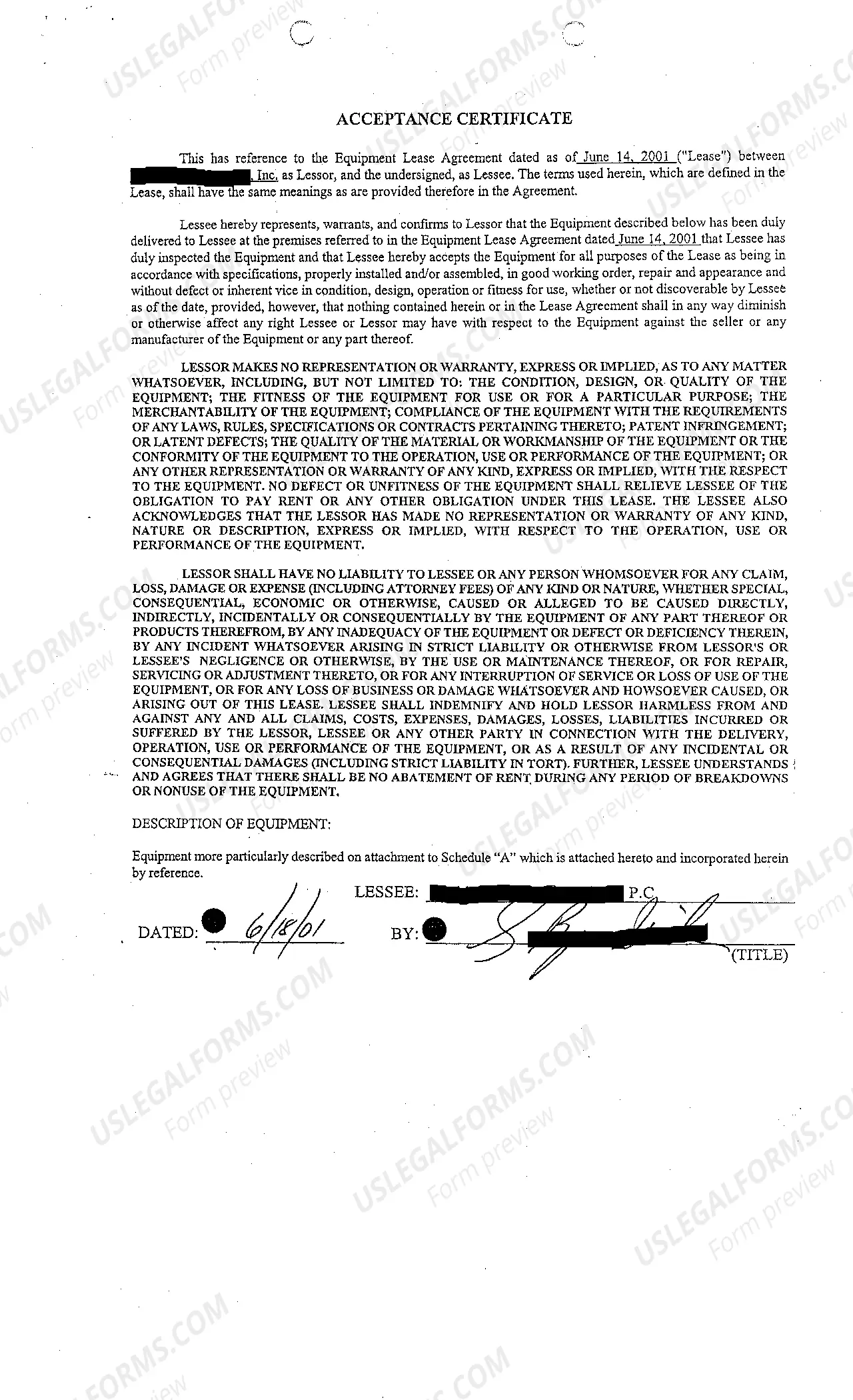 Preview A02 Equipment Lease Agreement