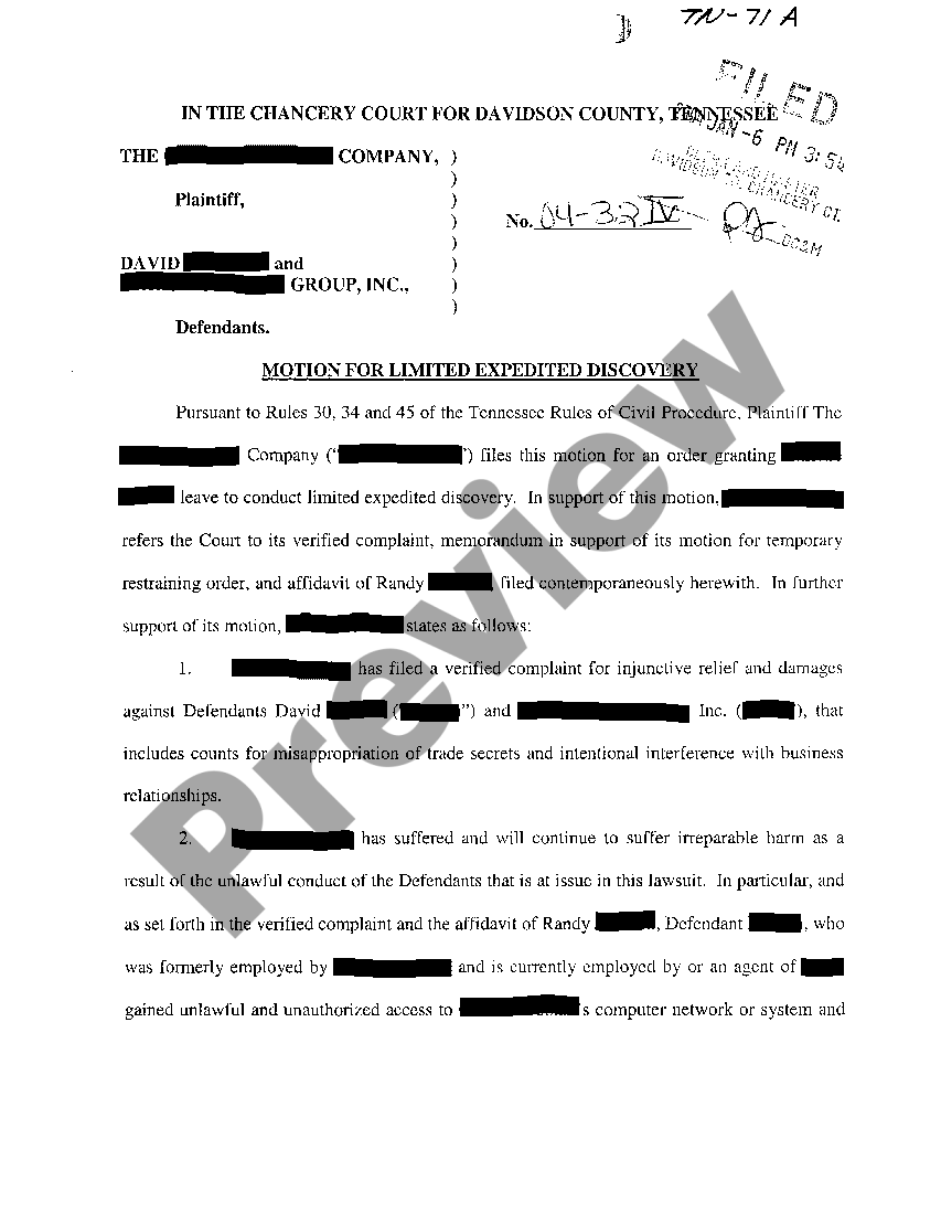 Motion For Discovery Form