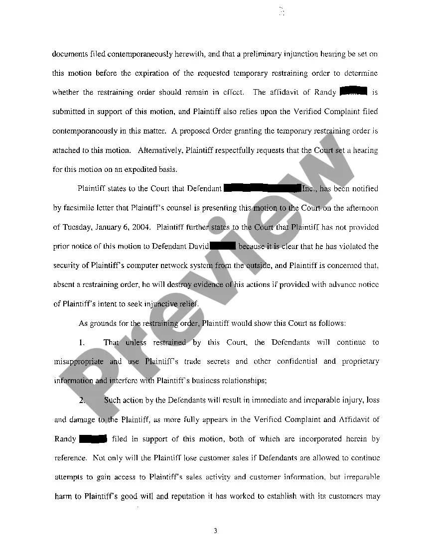 Preview A04 Motion For Temporary Restraining Order