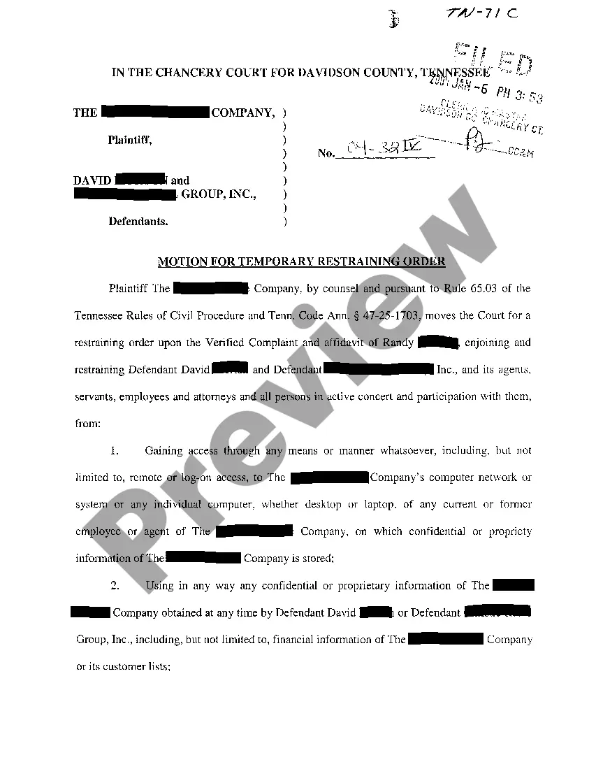 Preview A04 Motion For Temporary Restraining Order