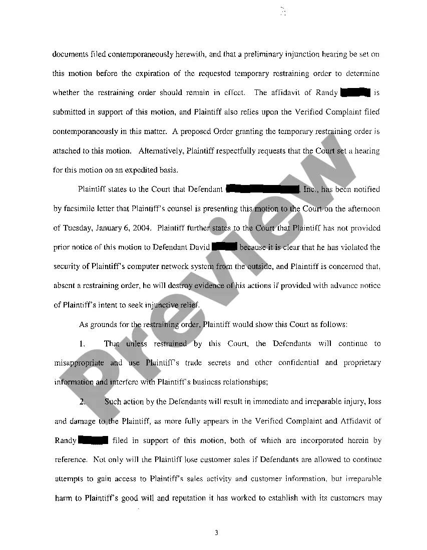Preview A04 Motion For Temporary Restraining Order