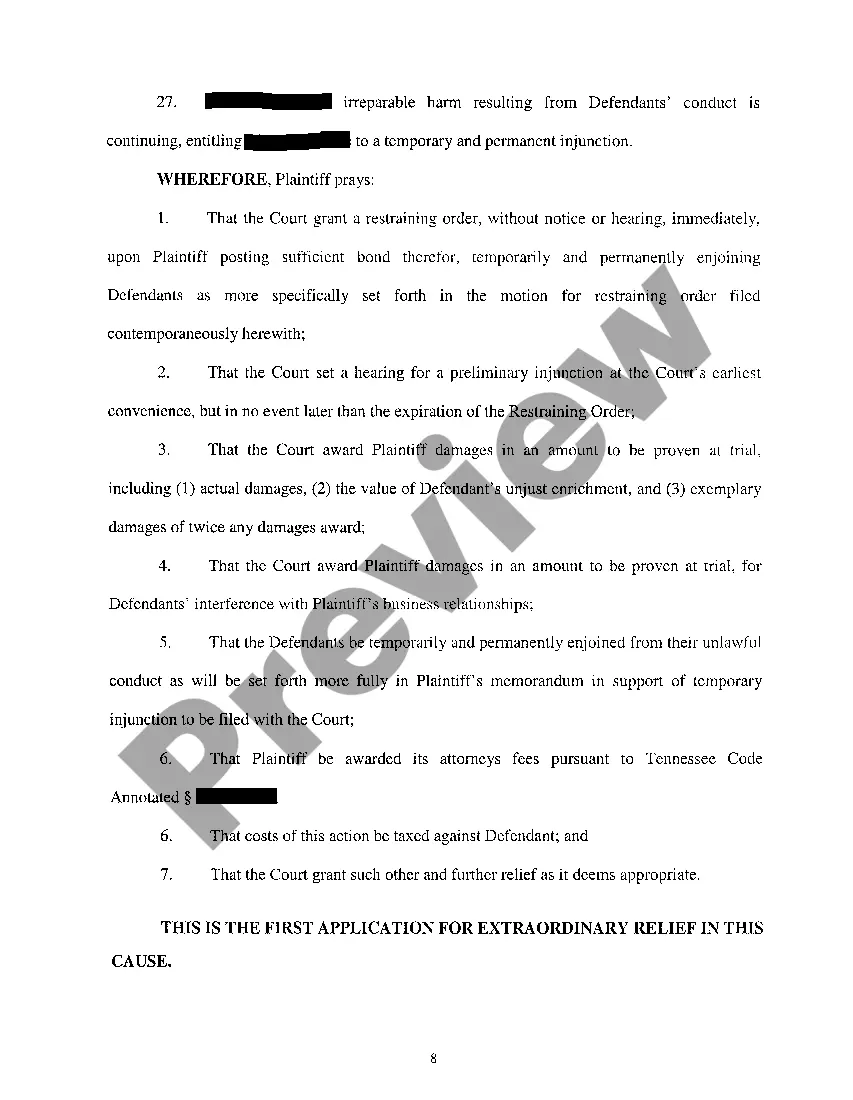 Preview A01 Verified Complaint For Damages And Injunction