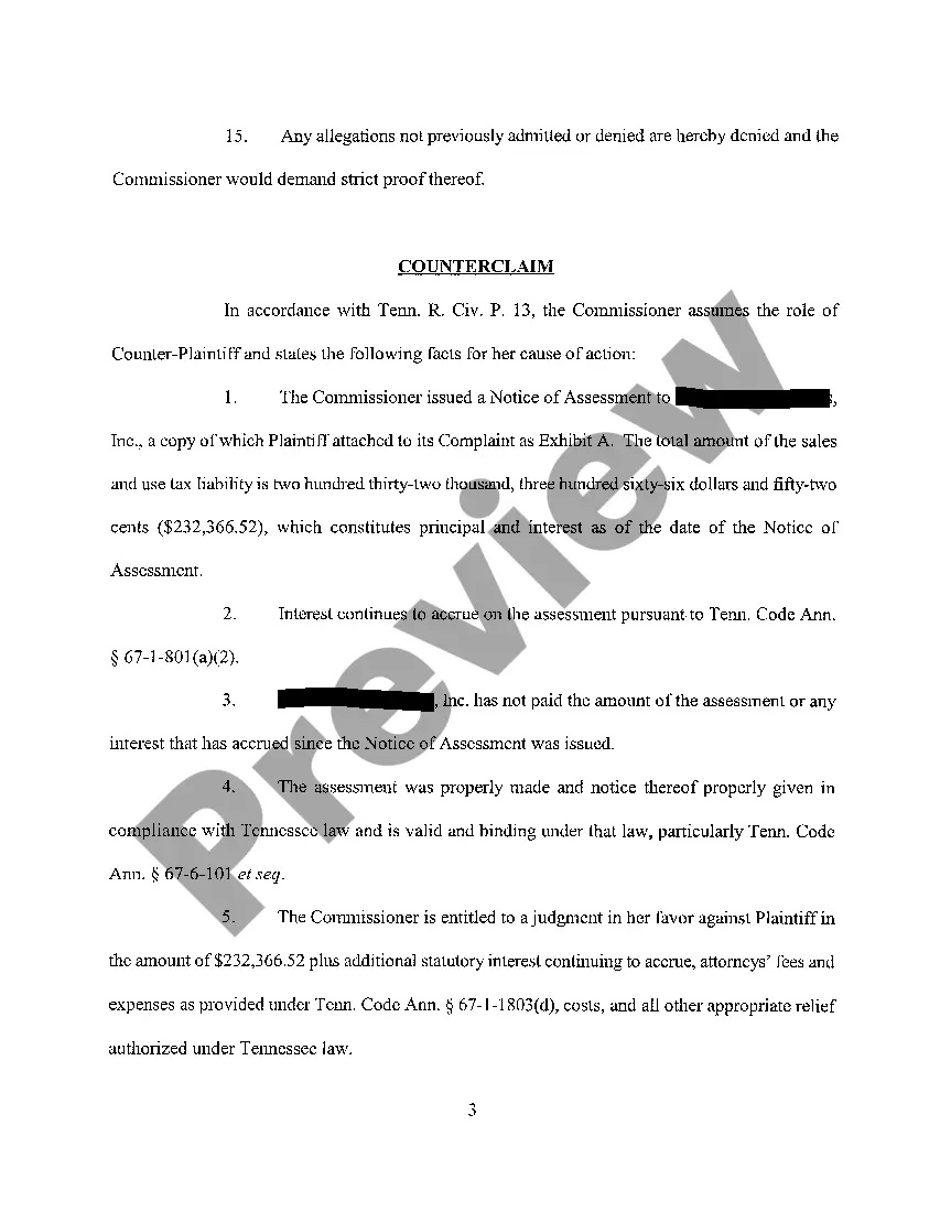 Preview A06 Answer And Counterclaim