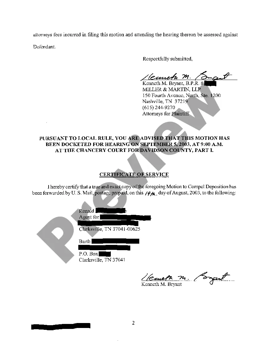 Preview A05 Motion To Compel Deposition Testimony