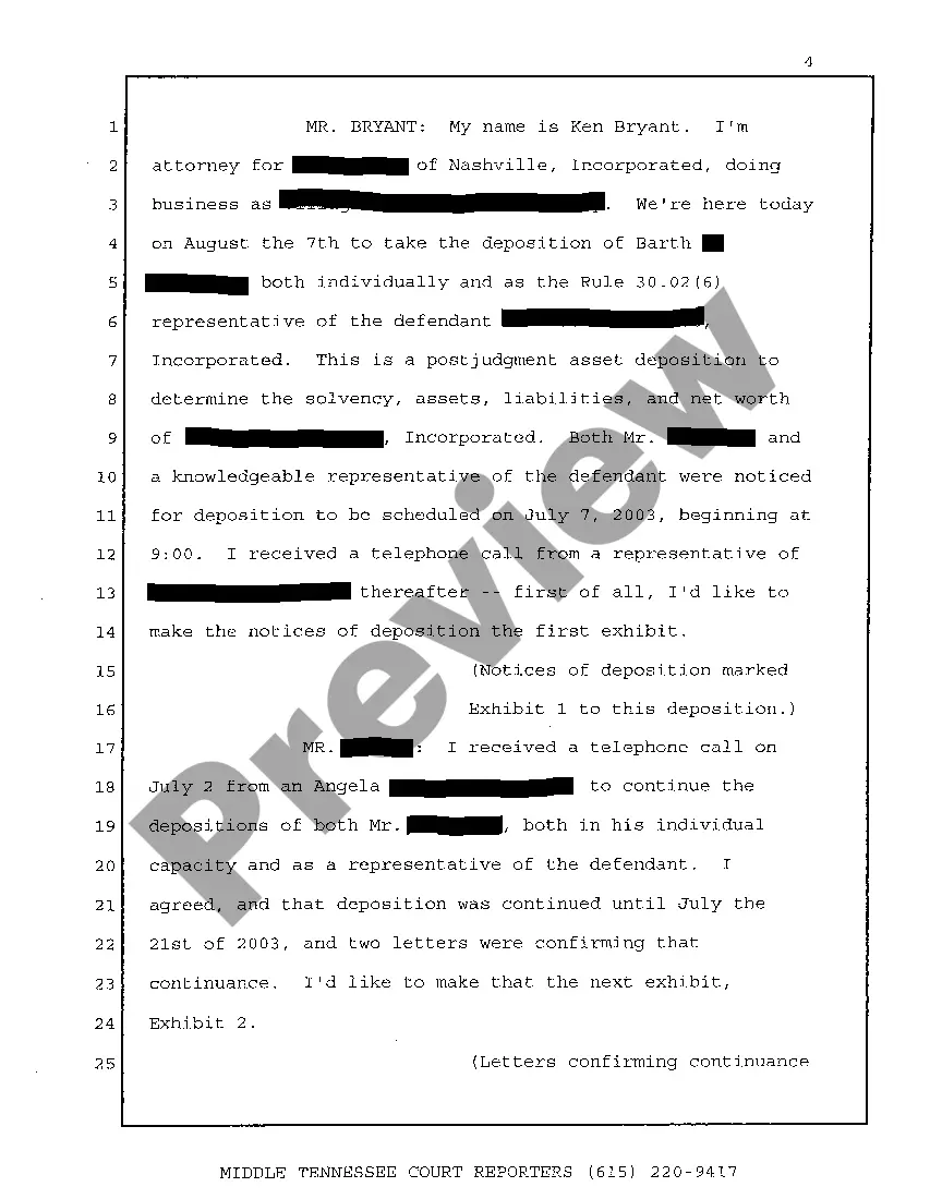 Get A06 Deposition excerpt regarding no continuance Preview A06 Deposition excerpt regarding no continuance