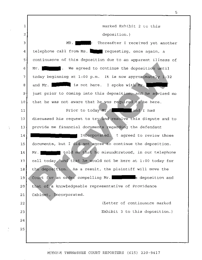 Get A06 Deposition excerpt regarding no continuance Preview A06 Deposition excerpt regarding no continuance
