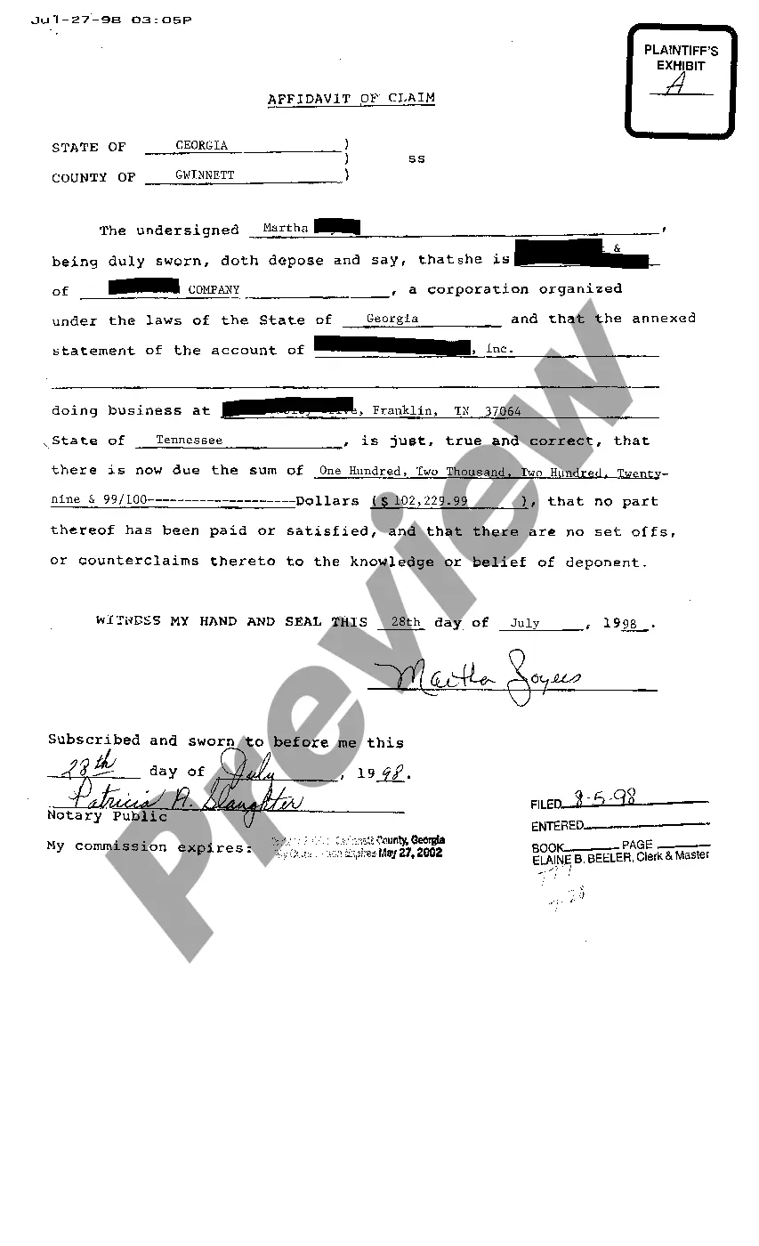 Get A01 Complaint On A Sworn Account for Delinquency and Refusal to Pay Preview A01 Complaint On A Sworn Account for Delinquency and Refusal to Pay