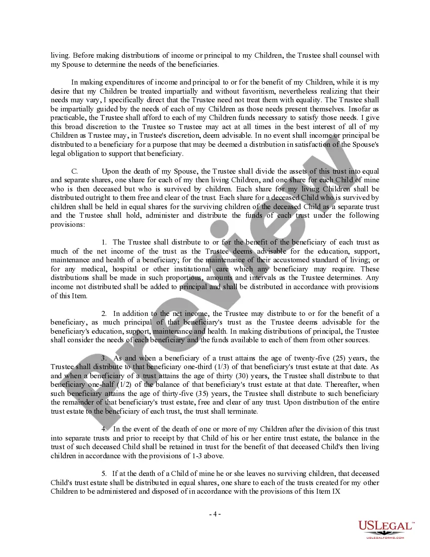 Preview Complex Will with Credit Shelter Marital Trust for Large Estates