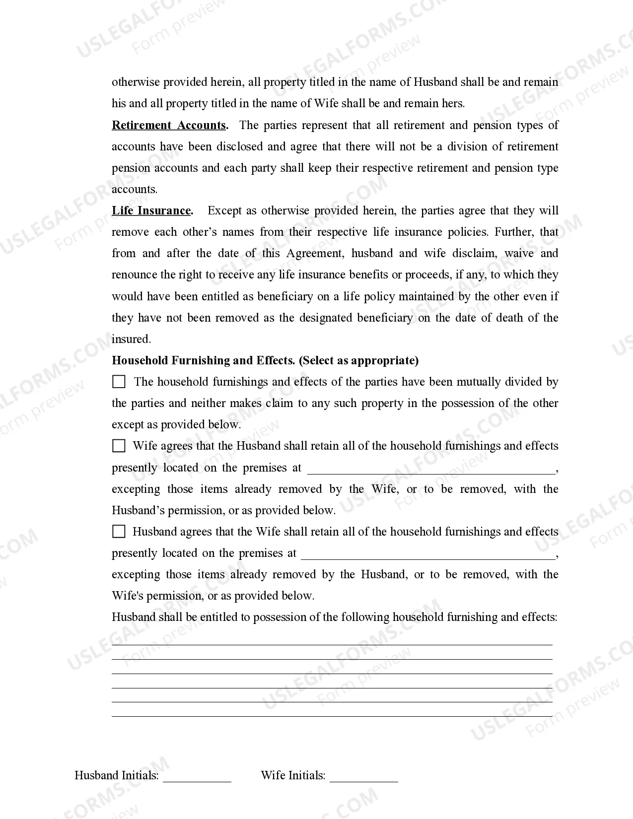 Preview Marital Domestic Separation and Property Settlement Agreement Minor Children no Joint Property or Debts effective Immediately