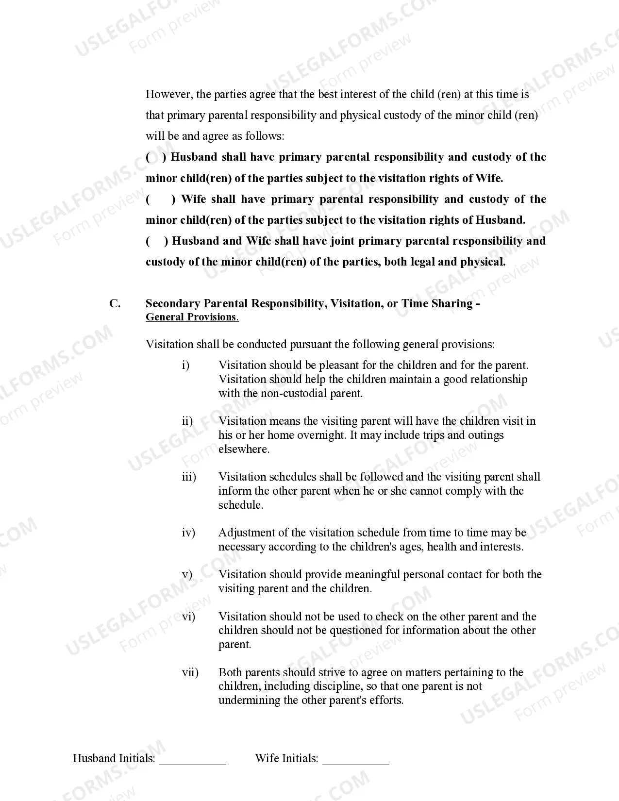 Preview Marital Domestic Separation and Property Settlement Agreement Minor Children no Joint Property or Debts effective Immediately