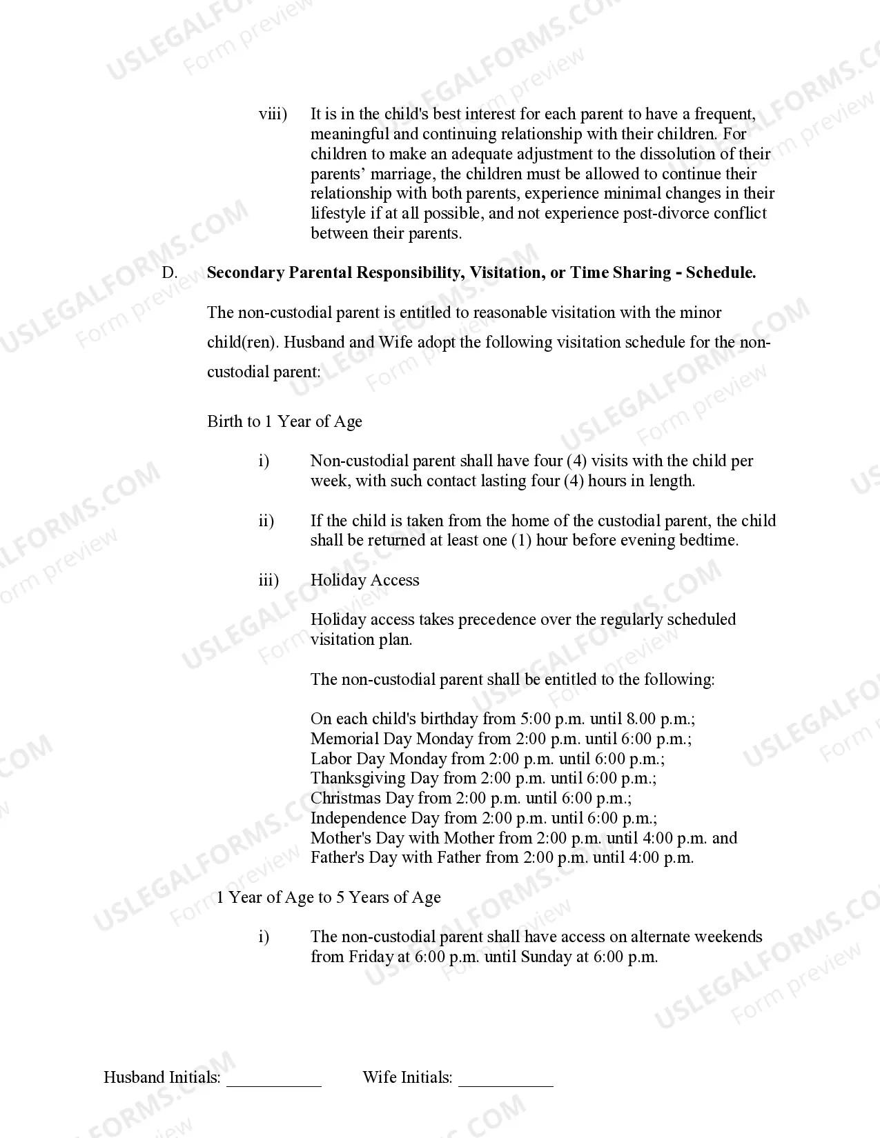 Preview Marital Domestic Separation and Property Settlement Agreement Minor Children no Joint Property or Debts effective Immediately