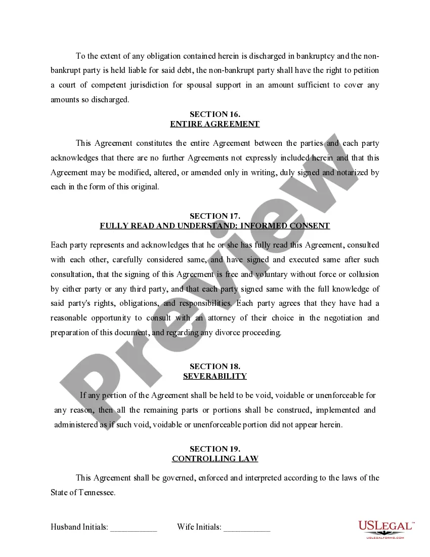 Preview Marital Domestic Separation and Property Settlement Agreement for persons with no Children, no Joint Property, or Debts Effective Immediately