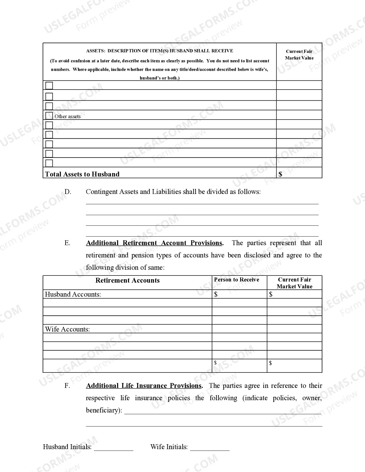 Preview Marital Domestic Separation and Property Settlement Agreement no Children parties may have Joint Property or Debts where Divorce Action Filed