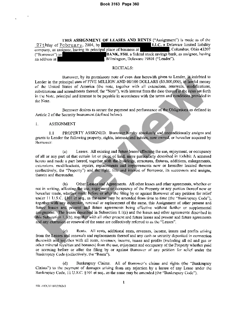 Preview Assignments of Rent And Leases