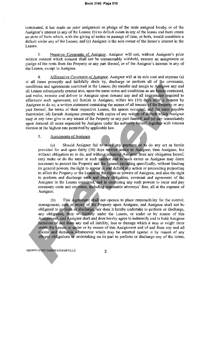 Preview Absolute Assignment of Rents And Leases