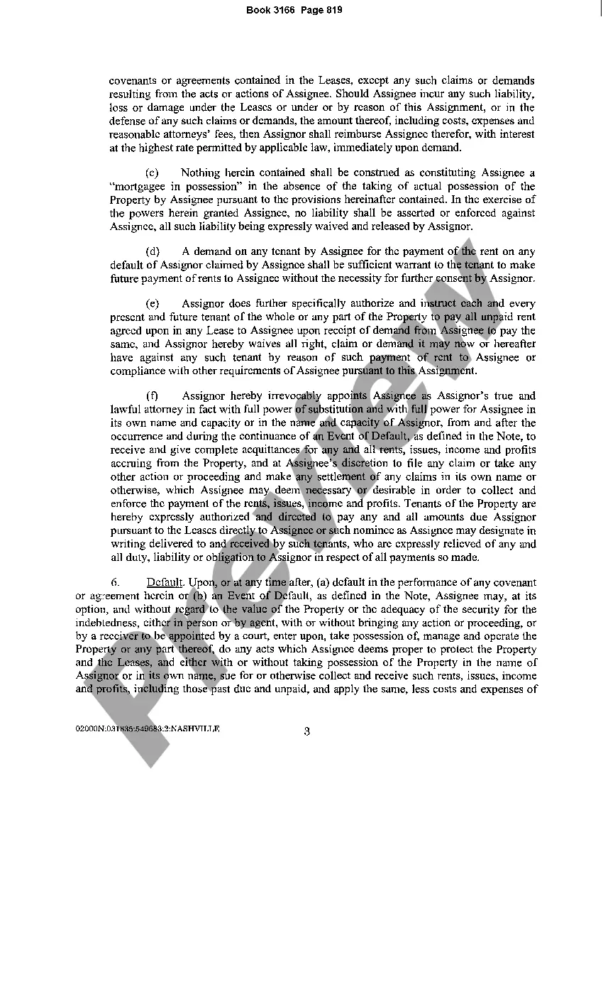 Preview Absolute Assignment of Rents And Leases