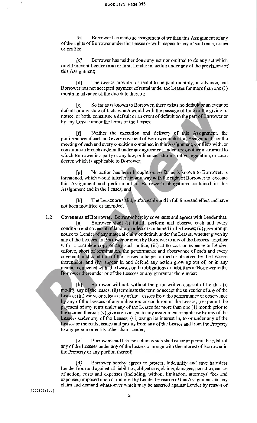 Preview Assignment of Leases, Rents, And Profits