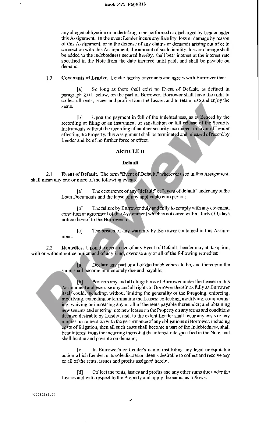 Preview Assignment of Leases, Rents, And Profits