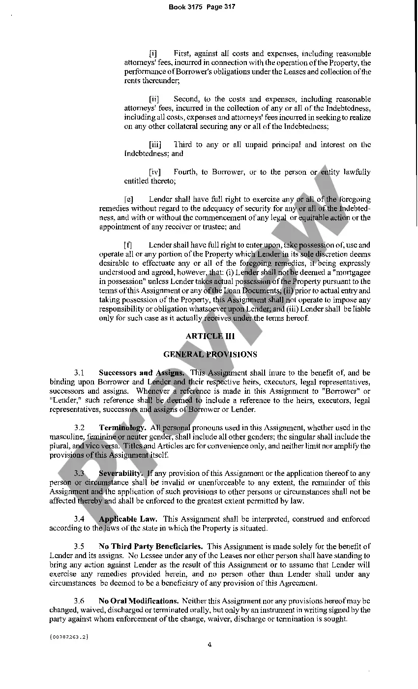 Preview Assignment of Leases, Rents, And Profits