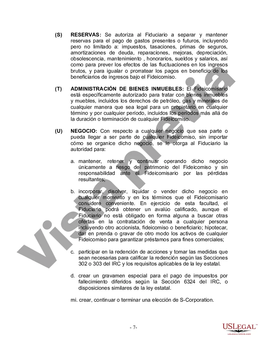 Preview Fideicomiso en Vida para Individuos Solteros, Divorciados o Viudos o Viudos sin Hijos