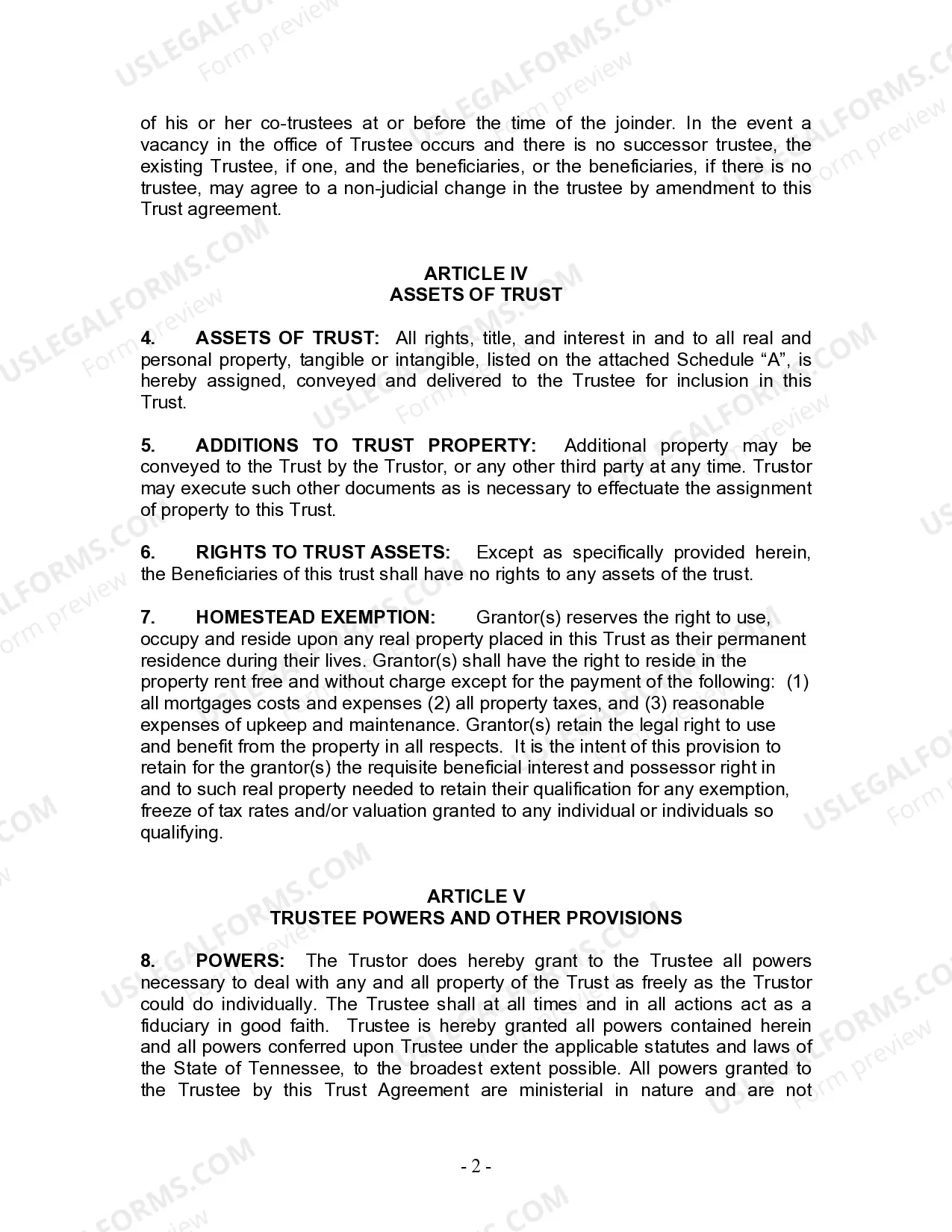 Preview Living Trust for Individual Who is Single, Divorced or Widow or Widower with No Children