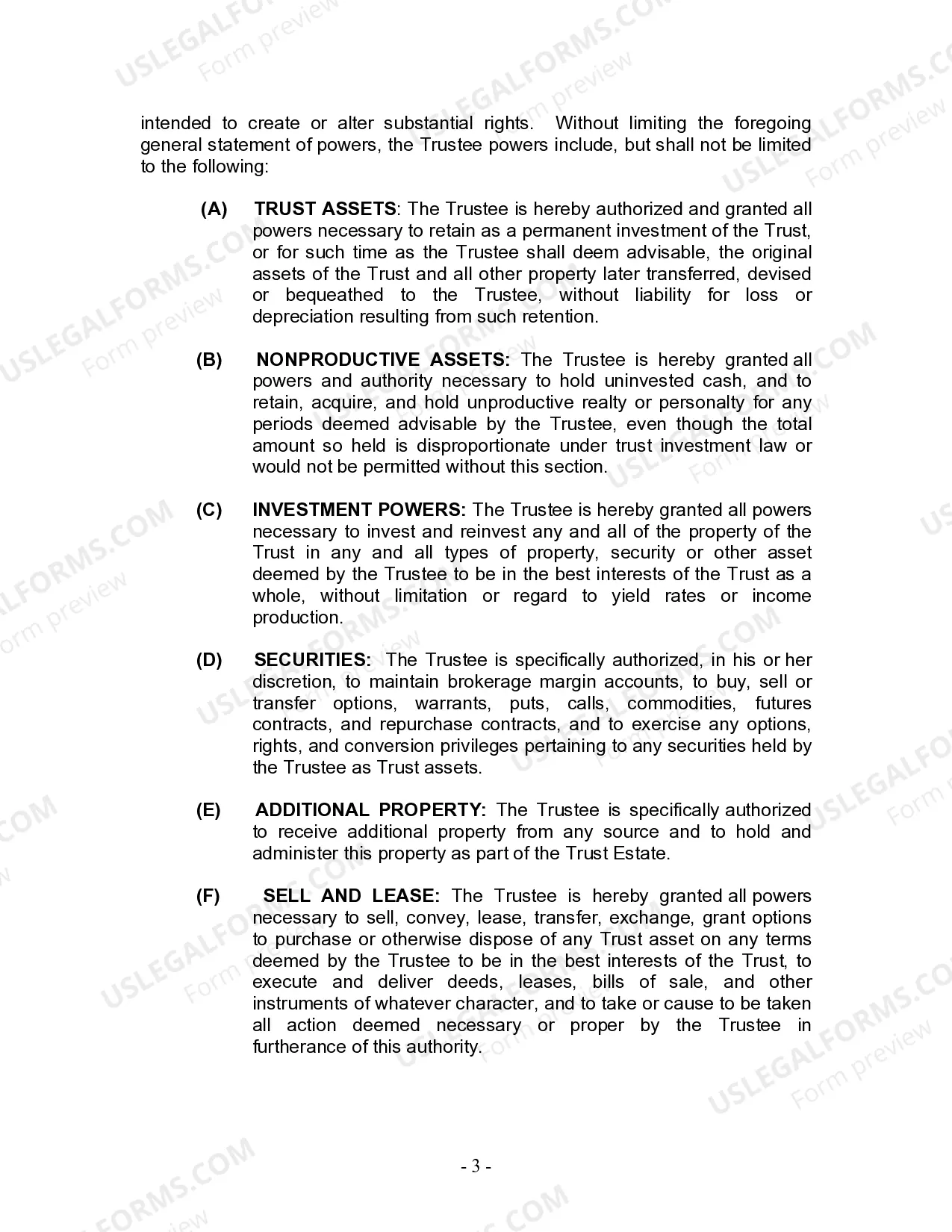 Preview Living Trust for Individual Who is Single, Divorced or Widow or Widower with No Children