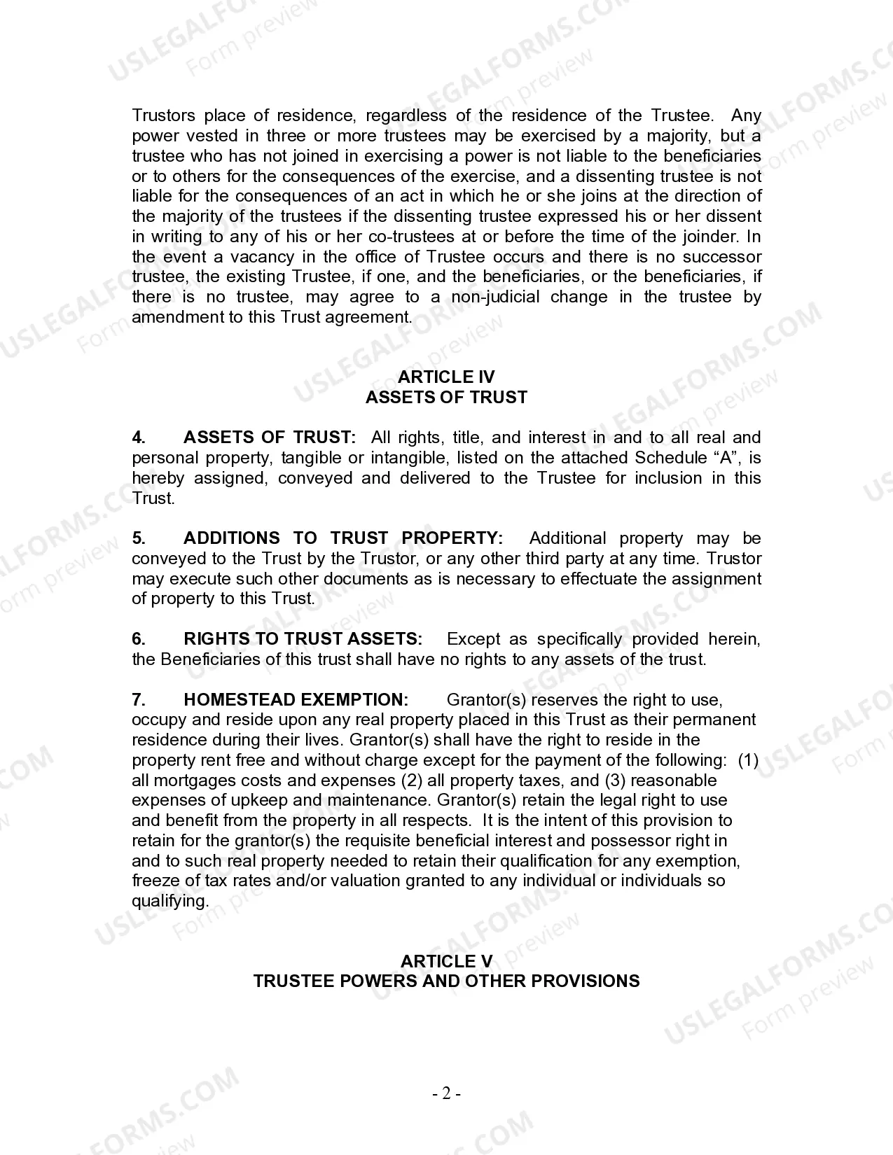 Preview Living Trust for Husband and Wife with Minor and or Adult Children