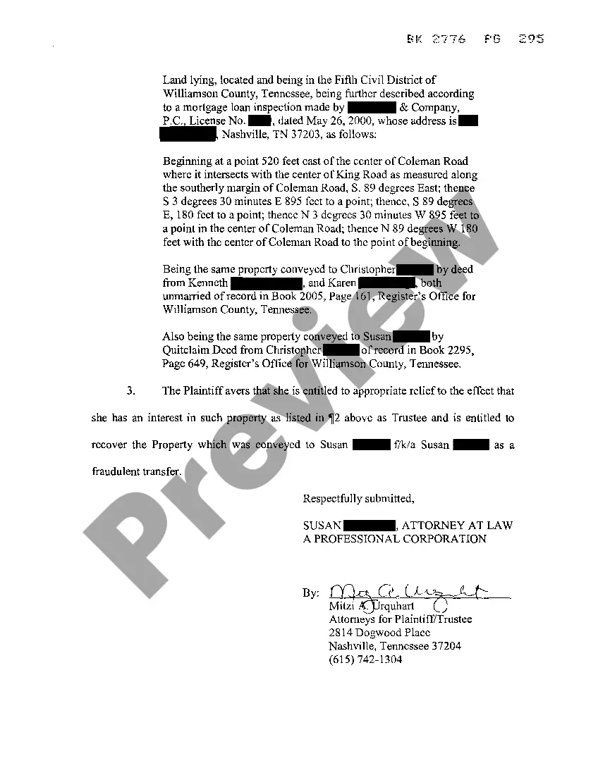 Preview Abstract of Complaint and Notice of Claim to Lien Lis Pendens