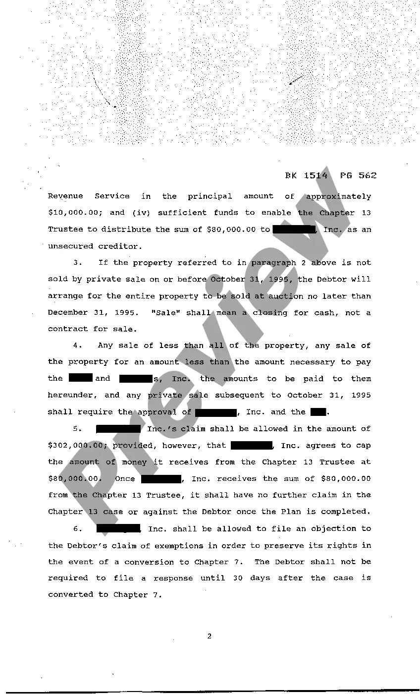 Preview Order Resolving Objections to Confirmation